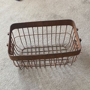 Rustic Metal Wire Storage Basket - Copper Tone